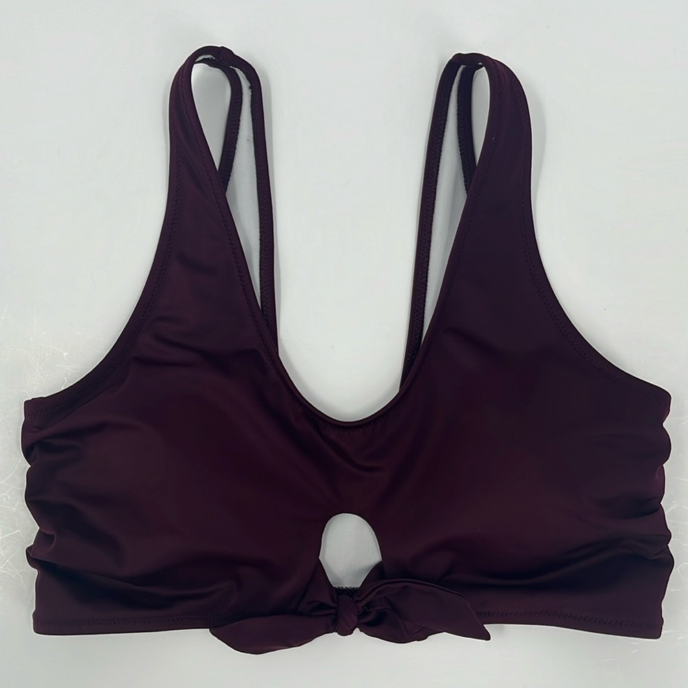 VS PINK Maroon Gym to Swim Sports Bra Medium Support Cut Out Knotted Scoop Small